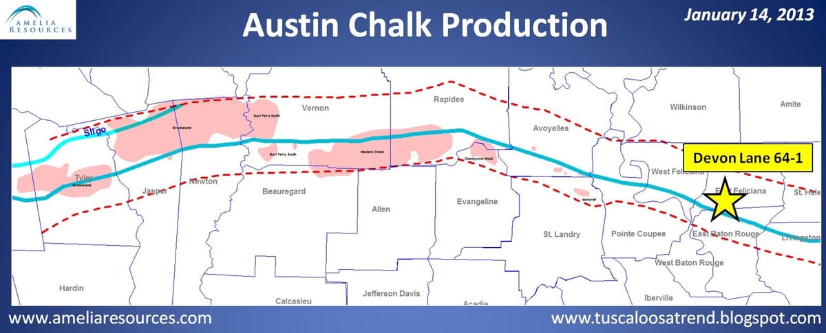 mapa de Austin chalk
