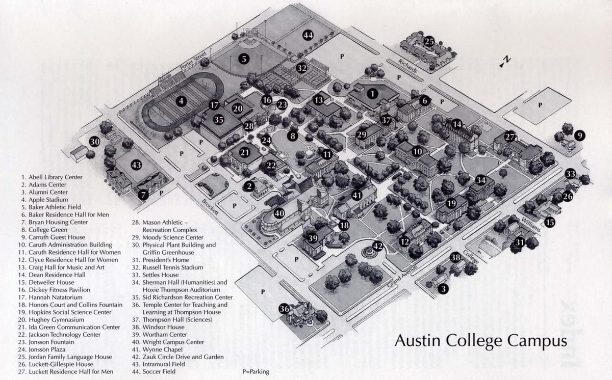Austin campus de la universidad mapa