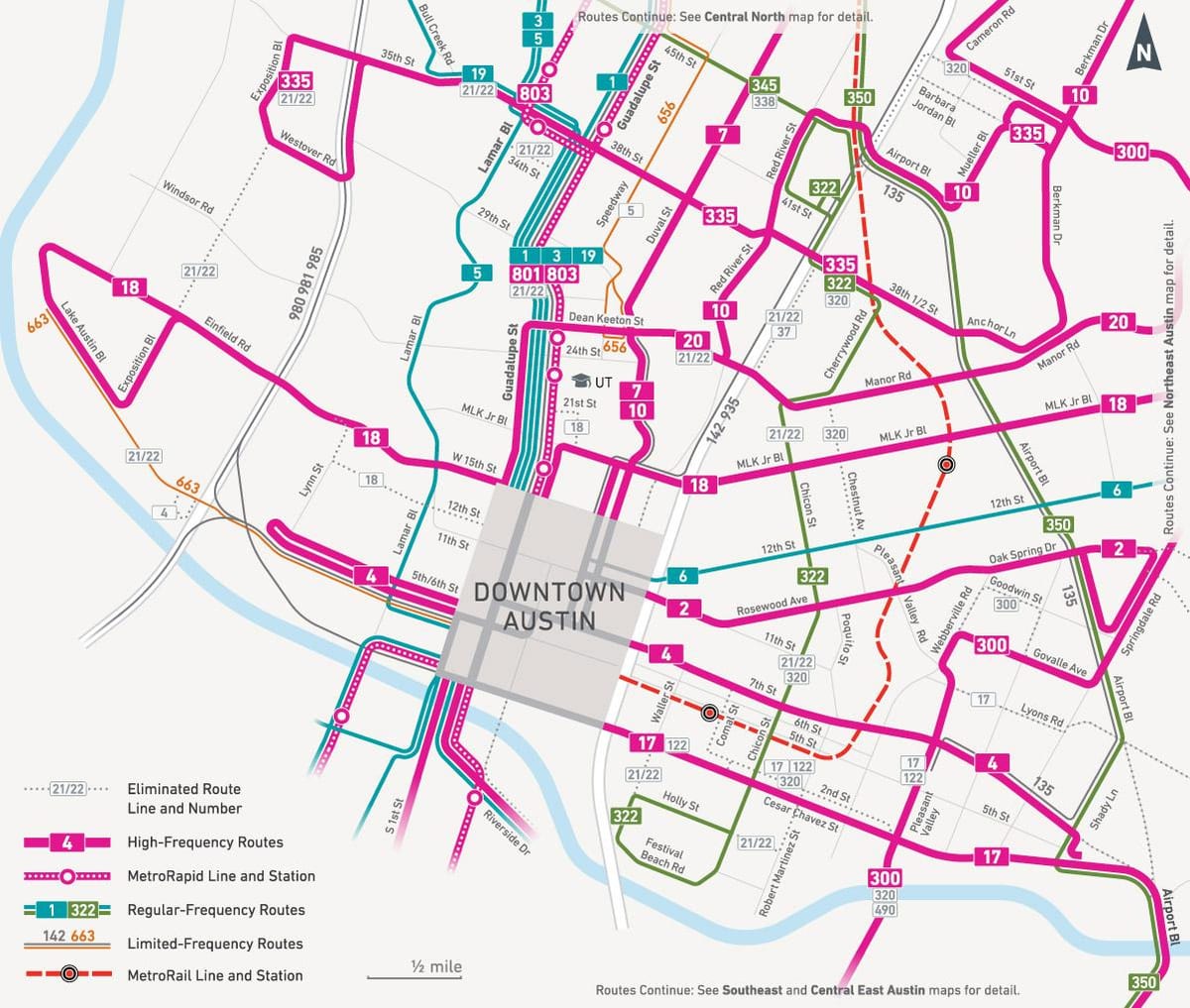 mapa de Austin autobús