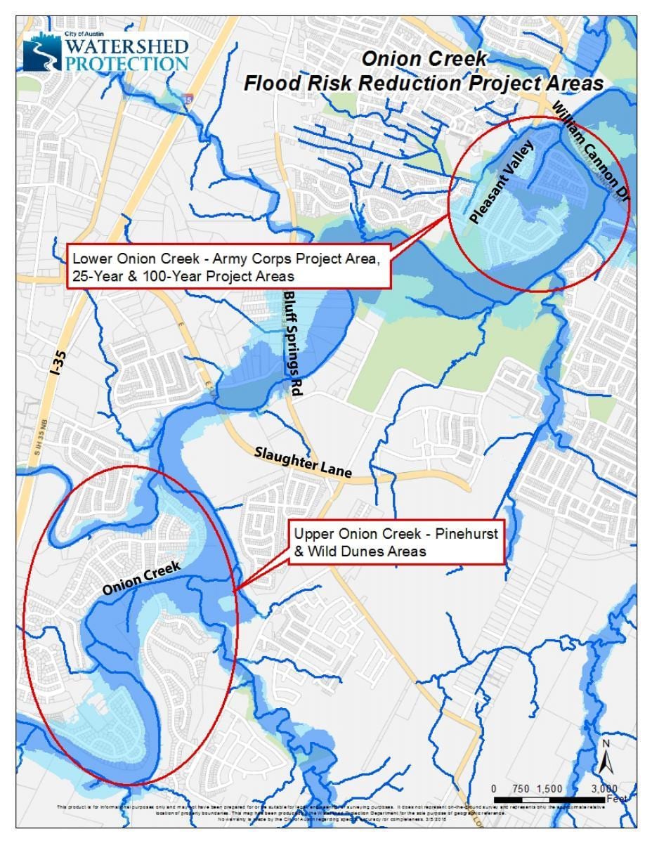 Austin llanura de inundación mapa
