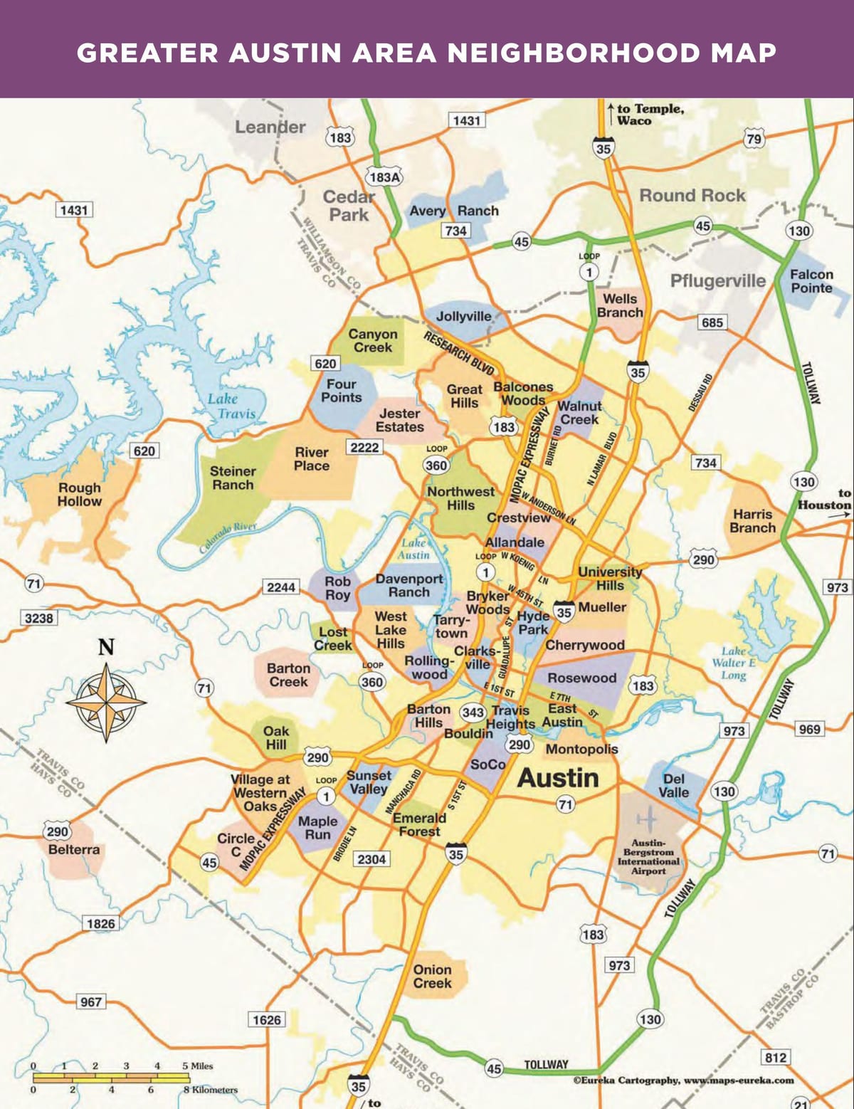 mapa de área de Austin