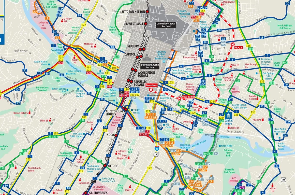 Austin mapa de transporte público