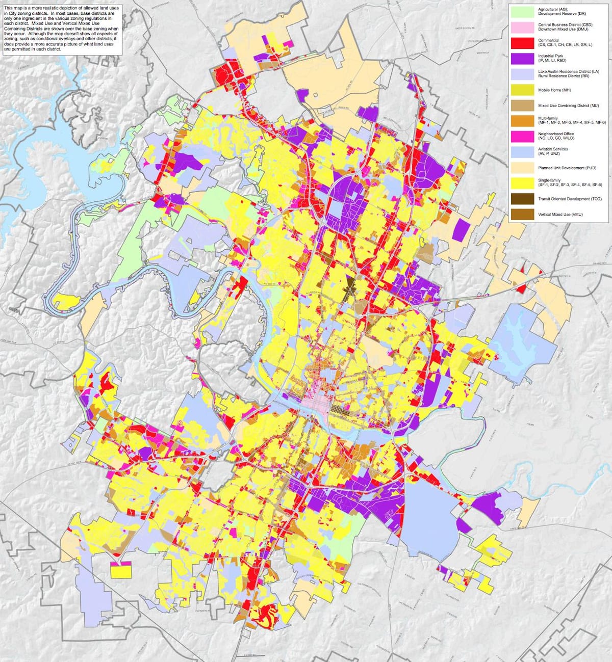 la ciudad de Austin mapa de zonificación