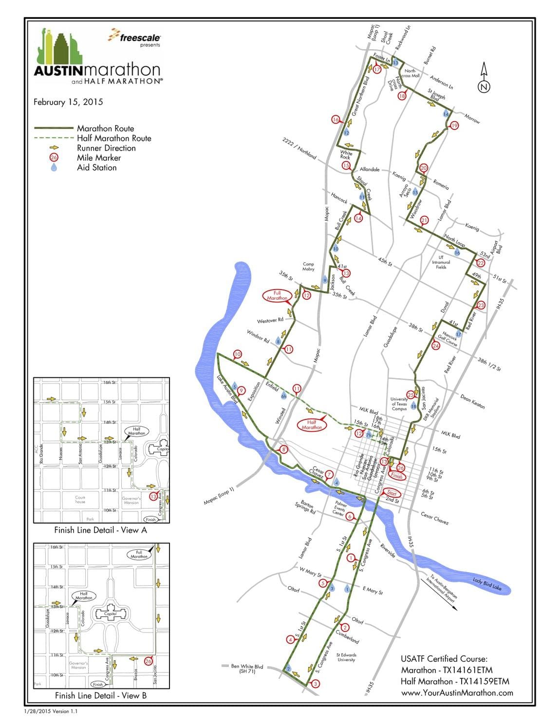 mapa de la maratón de Austin