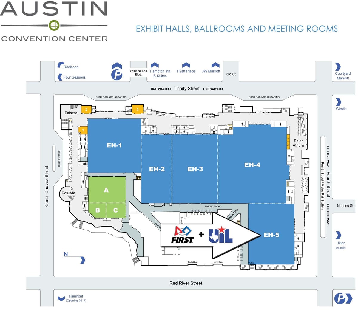 mapa de centro de convenciones de Austin