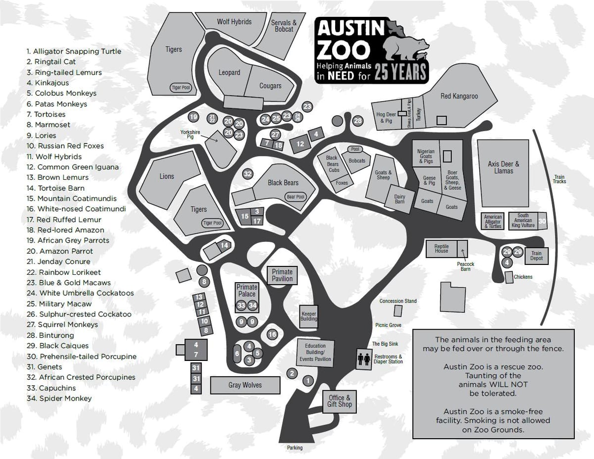 mapa del zoológico de Austin